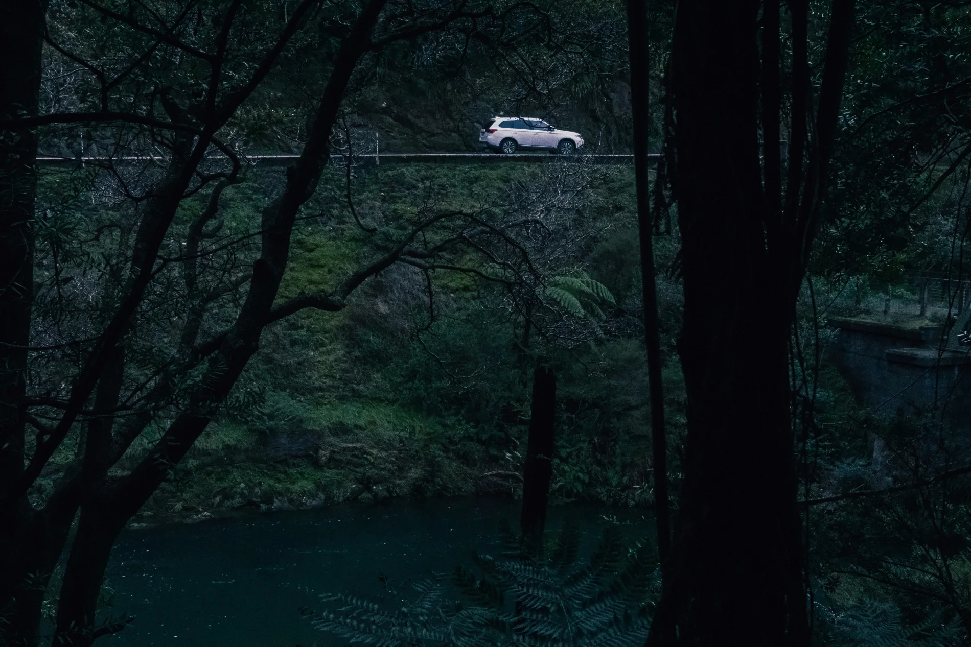 A vehicle travelling through heavy weather in New Zealand